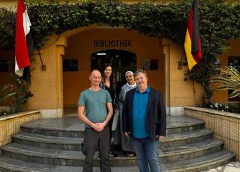 Das Leitungsteam mit Schwester Cornelia an der Deutschen Schule der Borromäerinnen Kairo

The management team with Sister Cornelia at the German School of the Borromean Sisters in Cairo