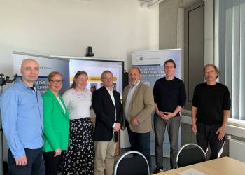 Gruppenbild mit Prof. Dr. Andreas Borowski, Dr. Torsten Andreas, Prof. Dr. Winnie-Karen Giera, Lina Robst, Felix Reinhardt und Daniel Burchardt 
